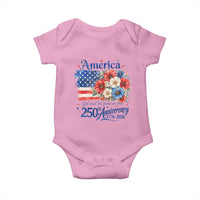 God 250th Anniversary USA Flag Floral Baby Onesie Patriotic Freedom 4th of July 250 Years America