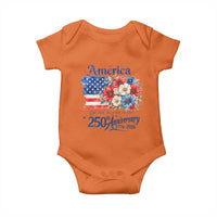 God 250th Anniversary USA Flag Floral Baby Onesie Patriotic Freedom 4th of July 250 Years America