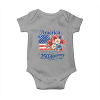 God 250th Anniversary USA Flag Floral Baby Onesie Patriotic Freedom 4th of July 250 Years America