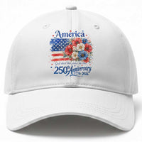 God 250th Anniversary USA Flag Floral Baseball Cap Patriotic Freedom 4th of July 250 Years America