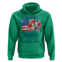 God 250th Anniversary USA Flag Floral Hoodie Patriotic Freedom 4th of July 250 Years America