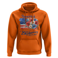 God 250th Anniversary USA Flag Floral Hoodie Patriotic Freedom 4th of July 250 Years America