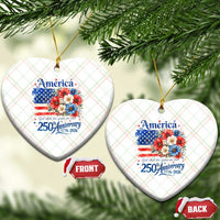 God 250th Anniversary USA Flag Floral Ceramic Ornament Patriotic Freedom 4th of July 250 Years America