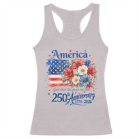God 250th Anniversary USA Flag Floral Racerback Tank Top Patriotic Freedom 4th of July 250 Years America