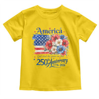 God 250th Anniversary USA Flag Floral Toddler T Shirt Patriotic Freedom 4th of July 250 Years America
