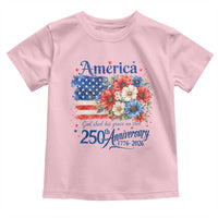 God 250th Anniversary USA Flag Floral Toddler T Shirt Patriotic Freedom 4th of July 250 Years America