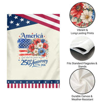 God 250th Anniversary USA Flag Floral Patriotic Garden Flag Patriotic Freedom 4th of July 250 Years America