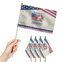 God 250th Anniversary USA Flag Floral Patriotic Handheld Flag Patriotic Freedom 4th of July 250 Years America