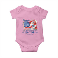 USA 250th Anniversary Flag Floral Graphic Baby Onesie 250 Years America Patriot 4th of July Patriotism Gift