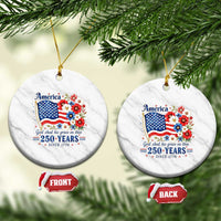 USA 250th Anniversary Flag Floral Graphic Ceramic Ornament 250 Years America Patriot 4th of July Patriotism Gift