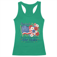 USA 250th Anniversary Flag Floral Graphic Racerback Tank Top 250 Years America Patriot 4th of July Patriotism Gift