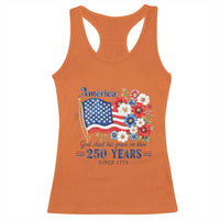 USA 250th Anniversary Flag Floral Graphic Racerback Tank Top 250 Years America Patriot 4th of July Patriotism Gift