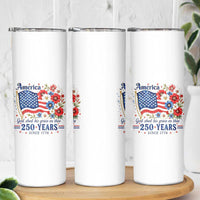 USA 250th Anniversary Flag Floral Graphic Skinny Tumbler 250 Years America Patriot 4th of July Patriotism Gift