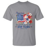 USA 250th Anniversary Flag Floral Graphic T Shirt 250 Years America Patriot 4th of July Patriotism Gift