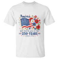 USA 250th Anniversary Flag Floral Graphic T Shirt 250 Years America Patriot 4th of July Patriotism Gift