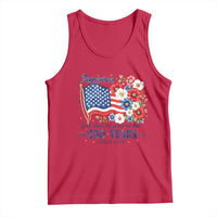 USA 250th Anniversary Flag Floral Graphic Tank Top 250 Years America Patriot 4th of July Patriotism Gift