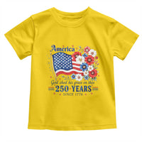USA 250th Anniversary Flag Floral Graphic Toddler T Shirt 250 Years America Patriot 4th of July Patriotism Gift