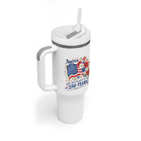 USA 250th Anniversary Flag Floral Graphic Tumbler With Handle 250 Years America Patriot 4th of July Patriotism Gift