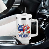 USA 250th Anniversary Flag Floral Graphic Tumbler With Handle 250 Years America Patriot 4th of July Patriotism Gift