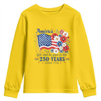 USA 250th Anniversary Flag Floral Graphic Youth Sweatshirt 250 Years America Patriot 4th of July Patriotism Gift