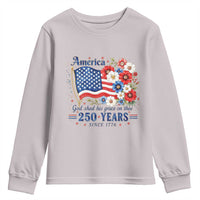 USA 250th Anniversary Flag Floral Graphic Youth Sweatshirt 250 Years America Patriot 4th of July Patriotism Gift