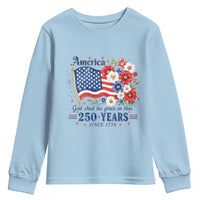 USA 250th Anniversary Flag Floral Graphic Youth Sweatshirt 250 Years America Patriot 4th of July Patriotism Gift