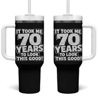 Funny 70th Birthday Tumbler With Handle It Took Me 70 Years To Look This Good Vintage Retro