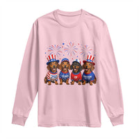 Vintage Patriotic Dachshund 250 Anniversary USA Long Sleeve Shirt Freedom 250 Years Weiner Dog Lovers Dad Mom