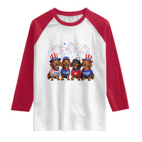 Vintage Patriotic Dachshund 250 Anniversary USA Raglan Shirt Freedom 250 Years Weiner Dog Lovers Dad Mom