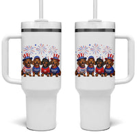 Vintage Patriotic Dachshund 250 Anniversary USA Tumbler With Handle Freedom 250 Years Weiner Dog Lovers Dad Mom