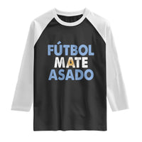 Futbol Mate Asado Argentina Soccer Fan Raglan Shirt Argentinian Flag Pride Vintage Football Lovers