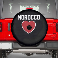 Morocco Heart Flag Spare Tire Cover Patriotic Love Gift for Proud Moroccan