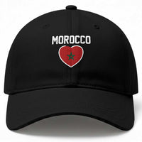 Morocco Heart Flag Baseball Cap Patriotic Love Gift for Proud Moroccan