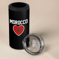 Morocco Heart Flag 4 in 1 Can Cooler Tumbler Patriotic Love Gift for Proud Moroccan