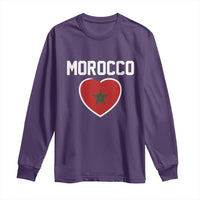 Morocco Heart Flag Long Sleeve Shirt Patriotic Love Gift for Proud Moroccan