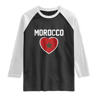 Morocco Heart Flag Raglan Shirt Patriotic Love Gift for Proud Moroccan