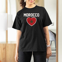 Morocco Heart Flag T Shirt For Women Patriotic Love Gift for Proud Moroccan