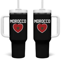 Morocco Heart Flag Tumbler With Handle Patriotic Love Gift for Proud Moroccan