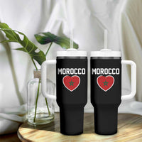 Morocco Heart Flag Tumbler With Handle Patriotic Love Gift for Proud Moroccan