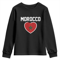 Morocco Heart Flag Youth Sweatshirt Patriotic Love Gift for Proud Moroccan