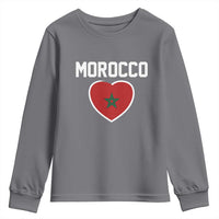 Morocco Heart Flag Youth Sweatshirt Patriotic Love Gift for Proud Moroccan