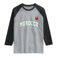 Morocco Moroccan Flag Vintage Pride Raglan Shirt
