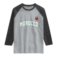 Morocco Moroccan Flag Vintage Pride Raglan Shirt