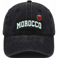 Morocco Moroccan Flag Vintage Pride Washed Cotton Baseball Cap