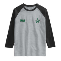 Morocco Raglan Shirt Green Star Minimalist Patriotic Pride Gift for Proud Moroccan