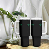 Morocco Tumbler With Handle Green Star Minimalist Patriotic Pride Gift for Proud Moroccan