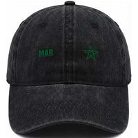Morocco Washed Cotton Baseball Cap Green Star Minimalist Patriotic Pride Gift for Proud Moroccan