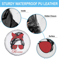 Morocco Girl Spare Tire Cover Moroccan Princess Morocco Flag Messy Bun