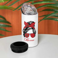 Morocco Girl 4 in 1 Can Cooler Tumbler Moroccan Princess Morocco Flag Messy Bun
