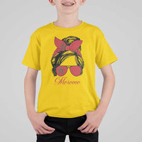 Morocco Girl T Shirt For Kid Moroccan Princess Morocco Flag Messy Bun